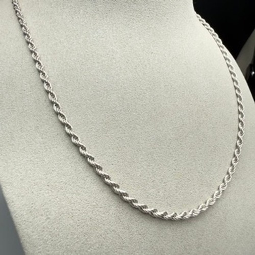 Vintage Monet Rope Chain Necklace Silver Tone 19.5" Classic Minimalist Twisted